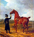 Groom Canvas Paintings - Lord Rivers' Groom Leading a Chestnut Hunter towards a Coursing Party in Hampshire
